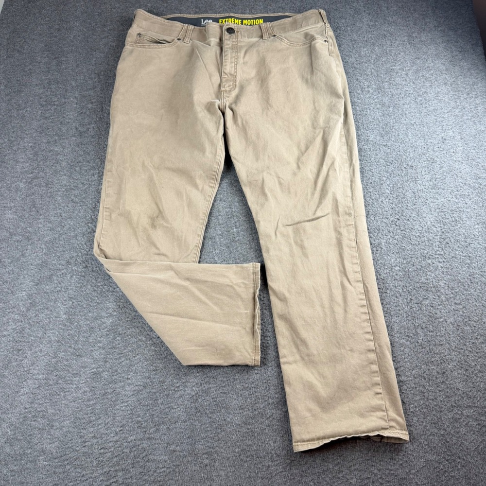 Lee Extreme Motion Pants Men's 40x30 Khaki Tan Straight Fit Tapered Leg Stretch